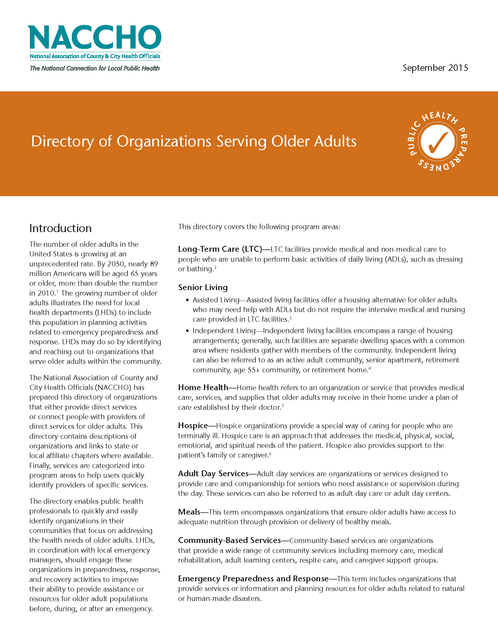 Directory of Organizations Serving Older Adults (PDF)